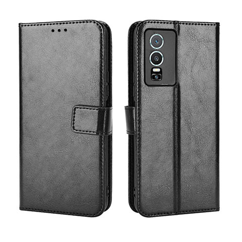 Coque Portefeuille Livre Cuir Etui Clapet BY5 pour Vivo Y76 5G Noir