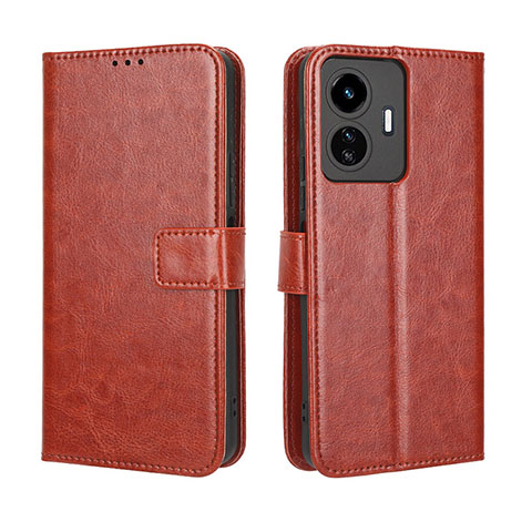 Coque Portefeuille Livre Cuir Etui Clapet BY5 pour Vivo Y77e t1 Marron