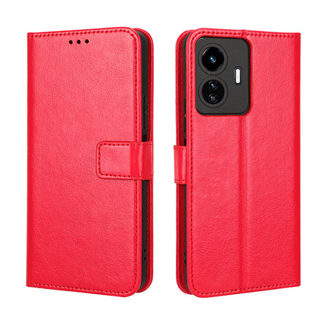 Coque Portefeuille Livre Cuir Etui Clapet BY5 pour Vivo Y77e t1 Rouge