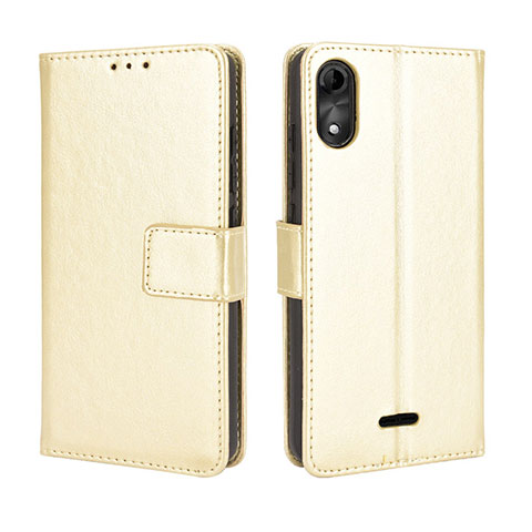 Coque Portefeuille Livre Cuir Etui Clapet BY5 pour Wiko Y51 Or