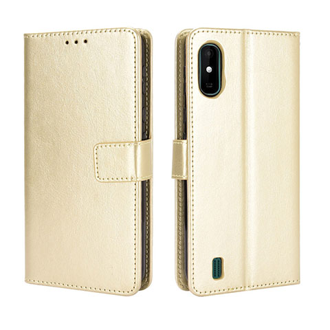 Coque Portefeuille Livre Cuir Etui Clapet BY5 pour Wiko Y81 Or