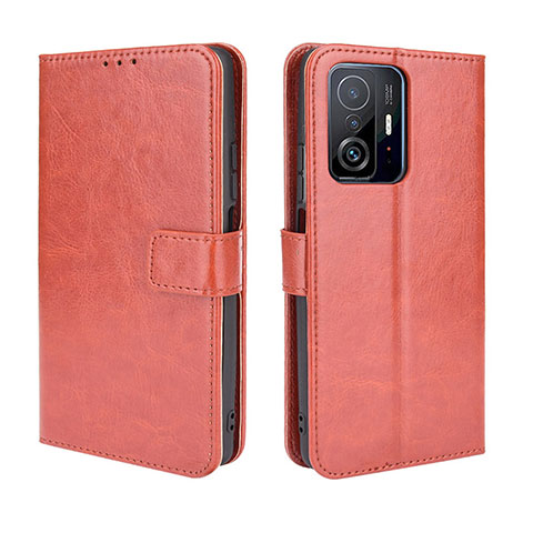 Coque Portefeuille Livre Cuir Etui Clapet BY5 pour Xiaomi Mi 11T Pro 5G Marron