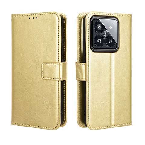 Coque Portefeuille Livre Cuir Etui Clapet BY5 pour Xiaomi Mi 14 5G Or