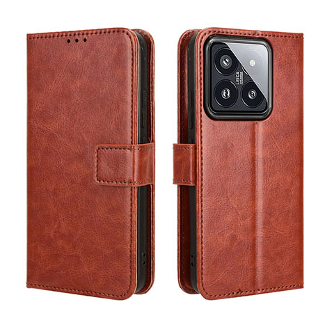 Coque Portefeuille Livre Cuir Etui Clapet BY5 pour Xiaomi Mi 14 Pro 5G Marron