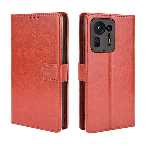 Coque Portefeuille Livre Cuir Etui Clapet BY5 pour Xiaomi Mi Mix 4 5G Marron