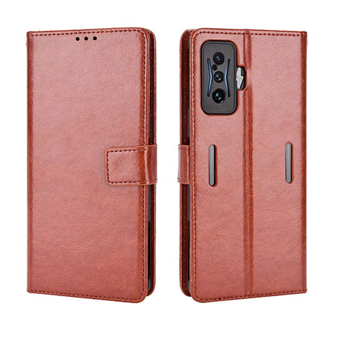 Coque Portefeuille Livre Cuir Etui Clapet BY5 pour Xiaomi Poco F4 GT 5G Marron