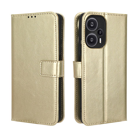 Coque Portefeuille Livre Cuir Etui Clapet BY5 pour Xiaomi Poco F5 5G Or