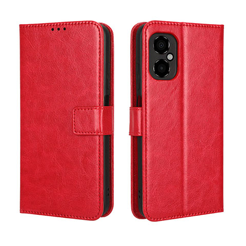 Coque Portefeuille Livre Cuir Etui Clapet BY5 pour Xiaomi Poco M4 5G Rouge