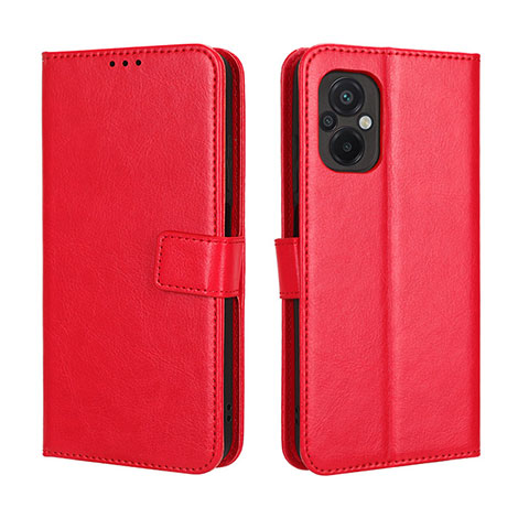 Coque Portefeuille Livre Cuir Etui Clapet BY5 pour Xiaomi Poco M5 4G Rouge