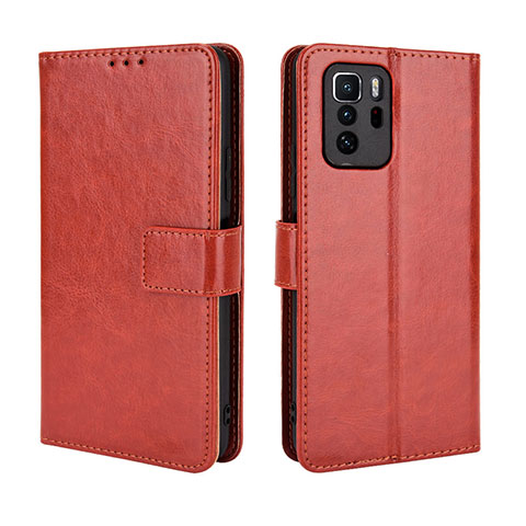 Coque Portefeuille Livre Cuir Etui Clapet BY5 pour Xiaomi Poco X3 GT 5G Marron