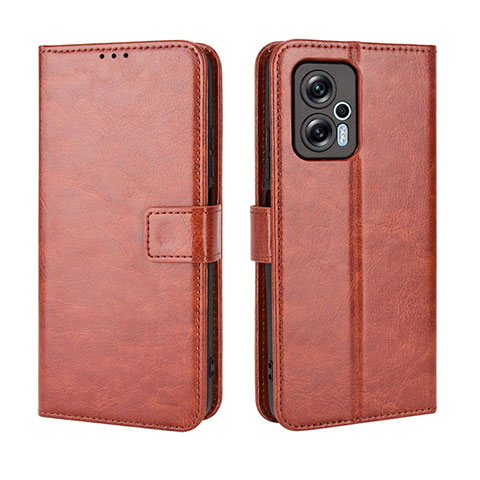 Coque Portefeuille Livre Cuir Etui Clapet BY5 pour Xiaomi Poco X4 GT 5G Marron