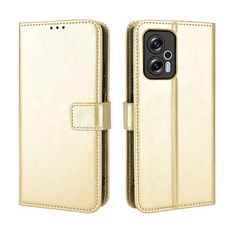 Coque Portefeuille Livre Cuir Etui Clapet BY5 pour Xiaomi Poco X4 GT 5G Or