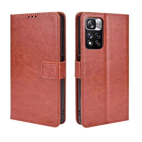 Coque Portefeuille Livre Cuir Etui Clapet BY5 pour Xiaomi Poco X4 NFC Marron