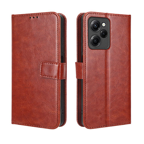 Coque Portefeuille Livre Cuir Etui Clapet BY5 pour Xiaomi Poco X5 Pro 5G Marron