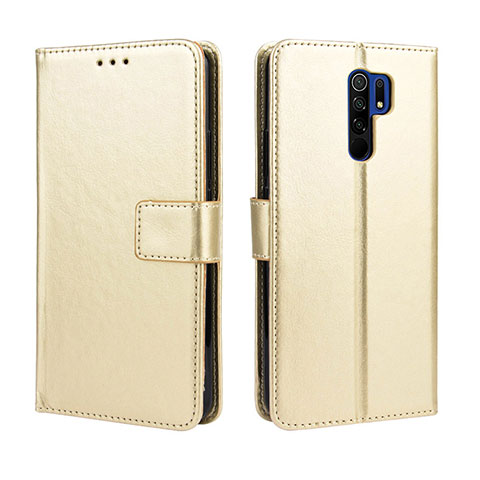 Coque Portefeuille Livre Cuir Etui Clapet BY5 pour Xiaomi Redmi 9 Prime India Or