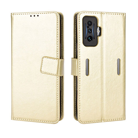 Coque Portefeuille Livre Cuir Etui Clapet BY5 pour Xiaomi Redmi K50 Gaming 5G Or