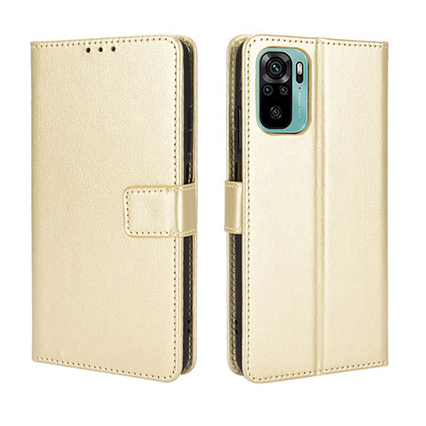 Coque Portefeuille Livre Cuir Etui Clapet BY5 pour Xiaomi Redmi Note 10 4G Or