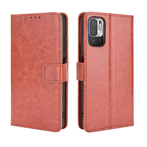 Coque Portefeuille Livre Cuir Etui Clapet BY5 pour Xiaomi Redmi Note 10 5G Marron