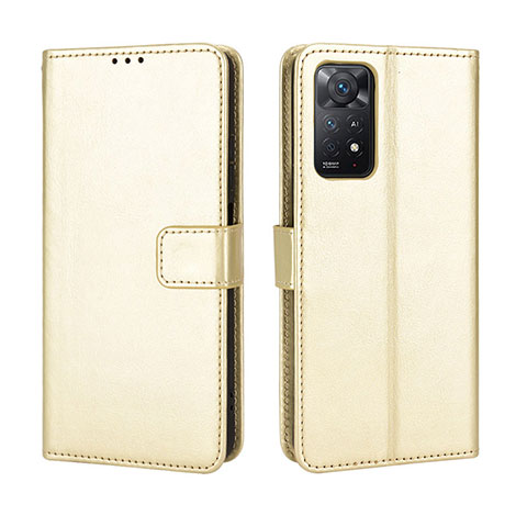 Coque Portefeuille Livre Cuir Etui Clapet BY5 pour Xiaomi Redmi Note 11 Pro 4G Or