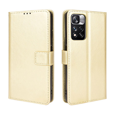 Coque Portefeuille Livre Cuir Etui Clapet BY5 pour Xiaomi Redmi Note 11 Pro+ Plus 5G Or