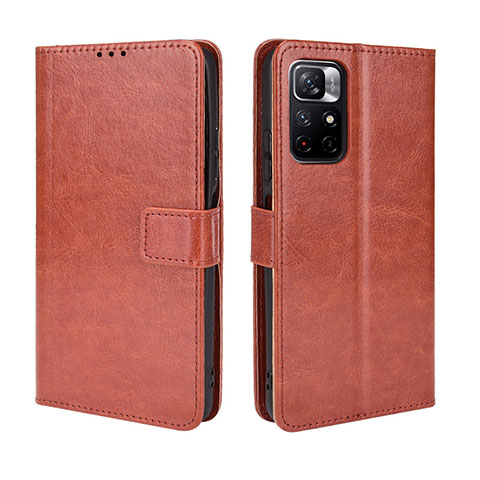 Coque Portefeuille Livre Cuir Etui Clapet BY5 pour Xiaomi Redmi Note 11S 5G Marron