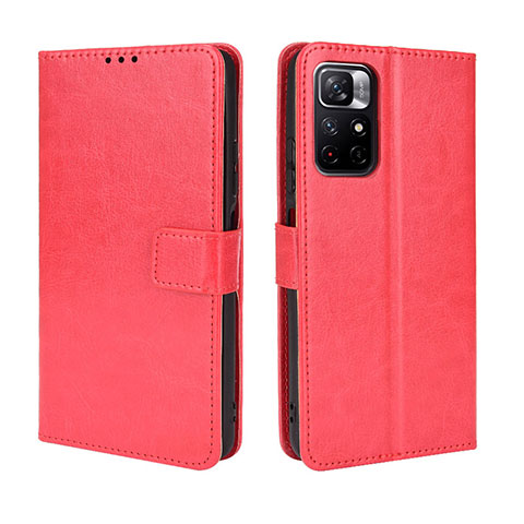 Coque Portefeuille Livre Cuir Etui Clapet BY5 pour Xiaomi Redmi Note 11T 5G Rouge