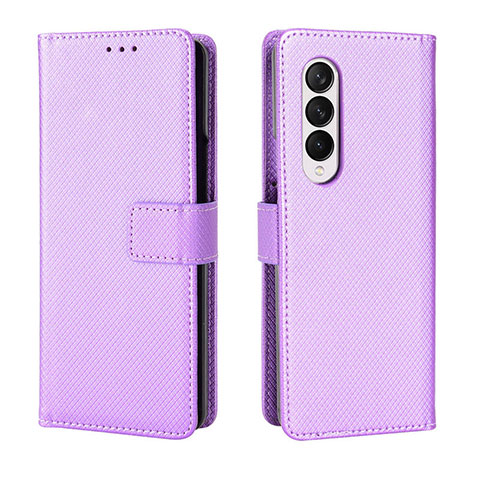 Coque Portefeuille Livre Cuir Etui Clapet BY6 pour Samsung Galaxy Z Fold3 5G Violet