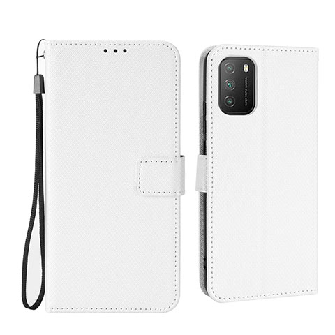 Coque Portefeuille Livre Cuir Etui Clapet BY6 pour Xiaomi Poco M3 Blanc