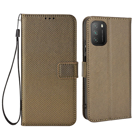 Coque Portefeuille Livre Cuir Etui Clapet BY6 pour Xiaomi Poco M3 Marron