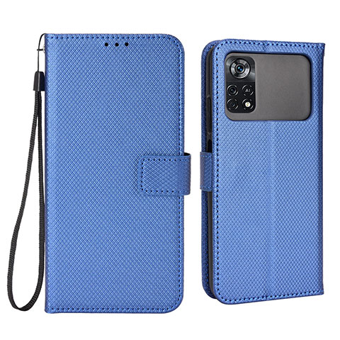 Coque Portefeuille Livre Cuir Etui Clapet BY6 pour Xiaomi Poco M4 Pro 4G Bleu