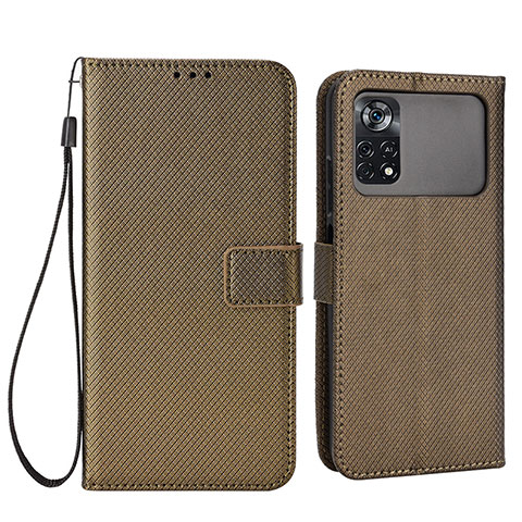 Coque Portefeuille Livre Cuir Etui Clapet BY6 pour Xiaomi Poco M4 Pro 4G Marron