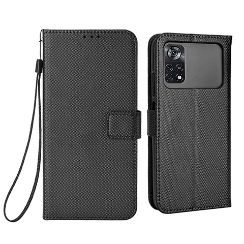 Coque Portefeuille Livre Cuir Etui Clapet BY6 pour Xiaomi Poco M4 Pro 4G Noir