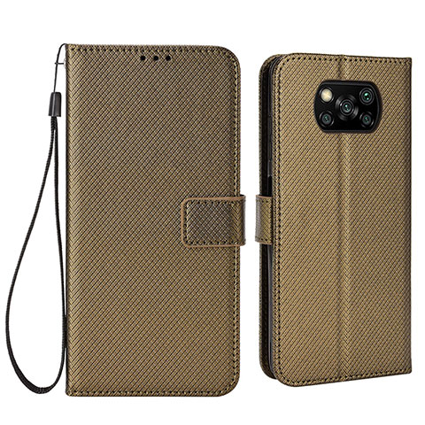 Coque Portefeuille Livre Cuir Etui Clapet BY6 pour Xiaomi Poco X3 NFC Marron