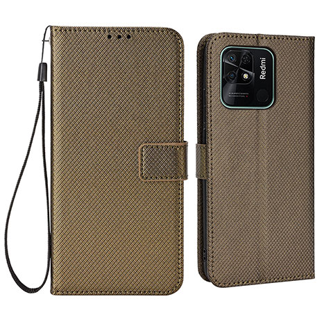 Coque Portefeuille Livre Cuir Etui Clapet BY6 pour Xiaomi Redmi 10 India Marron