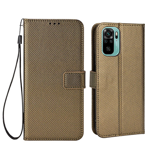 Coque Portefeuille Livre Cuir Etui Clapet BY6 pour Xiaomi Redmi Note 10 4G Marron