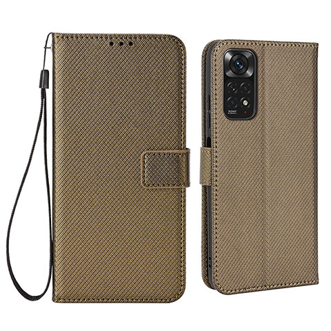 Coque Portefeuille Livre Cuir Etui Clapet BY6 pour Xiaomi Redmi Note 11 4G (2022) Marron