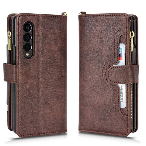 Coque Portefeuille Livre Cuir Etui Clapet BY8 pour Samsung Galaxy Z Fold3 5G Marron