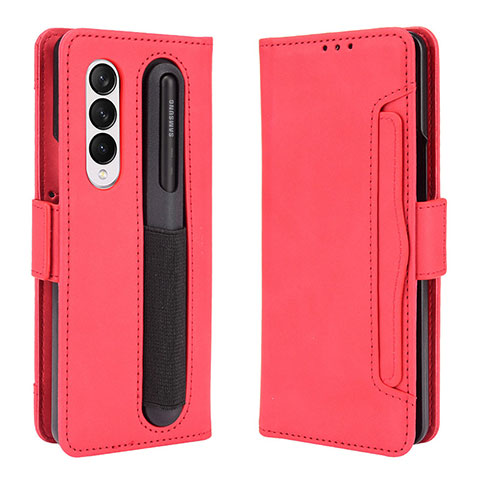 Coque Portefeuille Livre Cuir Etui Clapet BY9 pour Samsung Galaxy Z Fold3 5G Rouge