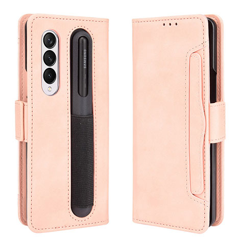 Coque Portefeuille Livre Cuir Etui Clapet BY9 pour Samsung Galaxy Z Fold4 5G Rose