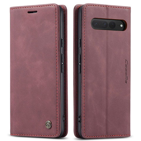 Coque Portefeuille Livre Cuir Etui Clapet C01S pour Google Pixel 7 Pro 5G Vin Rouge