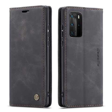 Coque Portefeuille Livre Cuir Etui Clapet C01S pour Huawei P40 Pro Noir