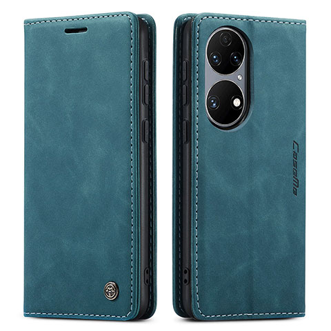 Coque Portefeuille Livre Cuir Etui Clapet C01S pour Huawei P50 Bleu