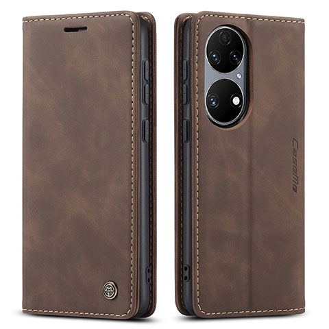 Coque Portefeuille Livre Cuir Etui Clapet C01S pour Huawei P50 Pro Marron