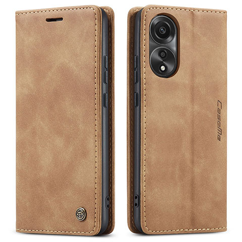 Coque Portefeuille Livre Cuir Etui Clapet C01S pour Oppo A78 4G Brun Clair