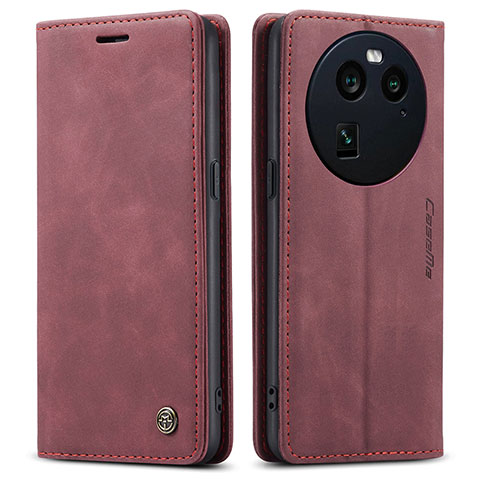 Coque Portefeuille Livre Cuir Etui Clapet C01S pour Oppo Find X6 5G Vin Rouge