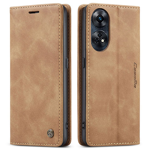 Coque Portefeuille Livre Cuir Etui Clapet C01S pour Oppo Reno8 T 4G Brun Clair