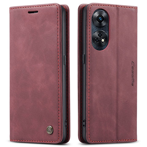 Coque Portefeuille Livre Cuir Etui Clapet C01S pour Oppo Reno8 T 4G Vin Rouge