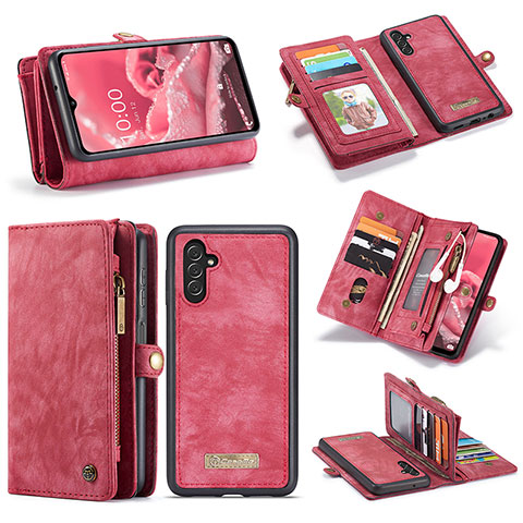 Coque Portefeuille Livre Cuir Etui Clapet C01S pour Samsung Galaxy A04s Rouge