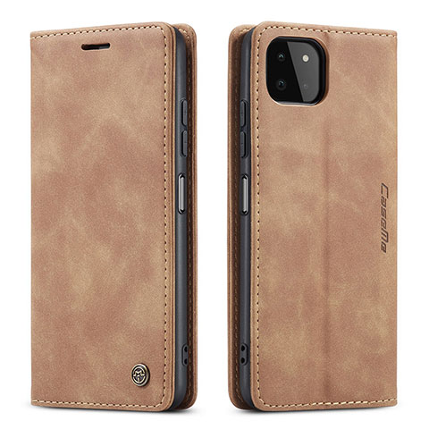 Coque Portefeuille Livre Cuir Etui Clapet C01S pour Samsung Galaxy A22s 5G Brun Clair