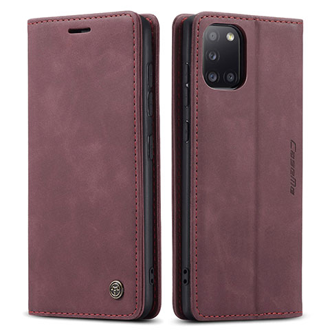 Coque Portefeuille Livre Cuir Etui Clapet C01S pour Samsung Galaxy A31 Vin Rouge